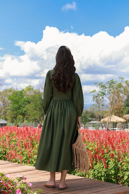 Sage Meadow green cotton dress for women by Timeless by Waliya Noor