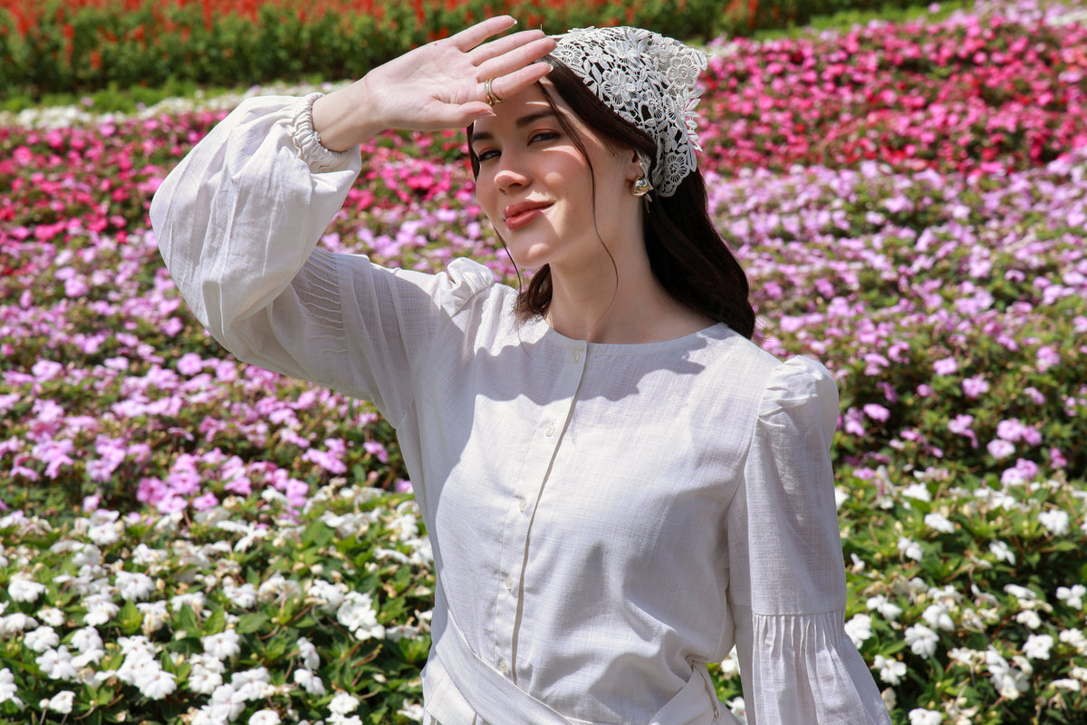Sunday White white cotton linen dress - Timeless by Waliya Noor