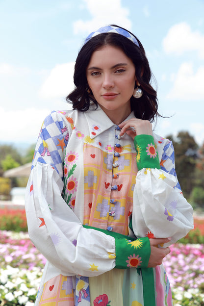 Cloud Cream cream cotton dress - Timeless by Waliya Noor