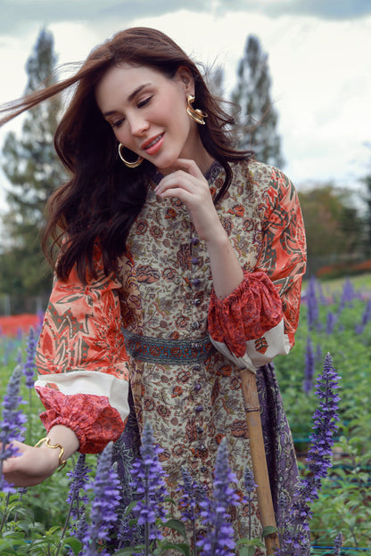 Sunset Aura orange and gold dress - Timeless by Waliya Noor