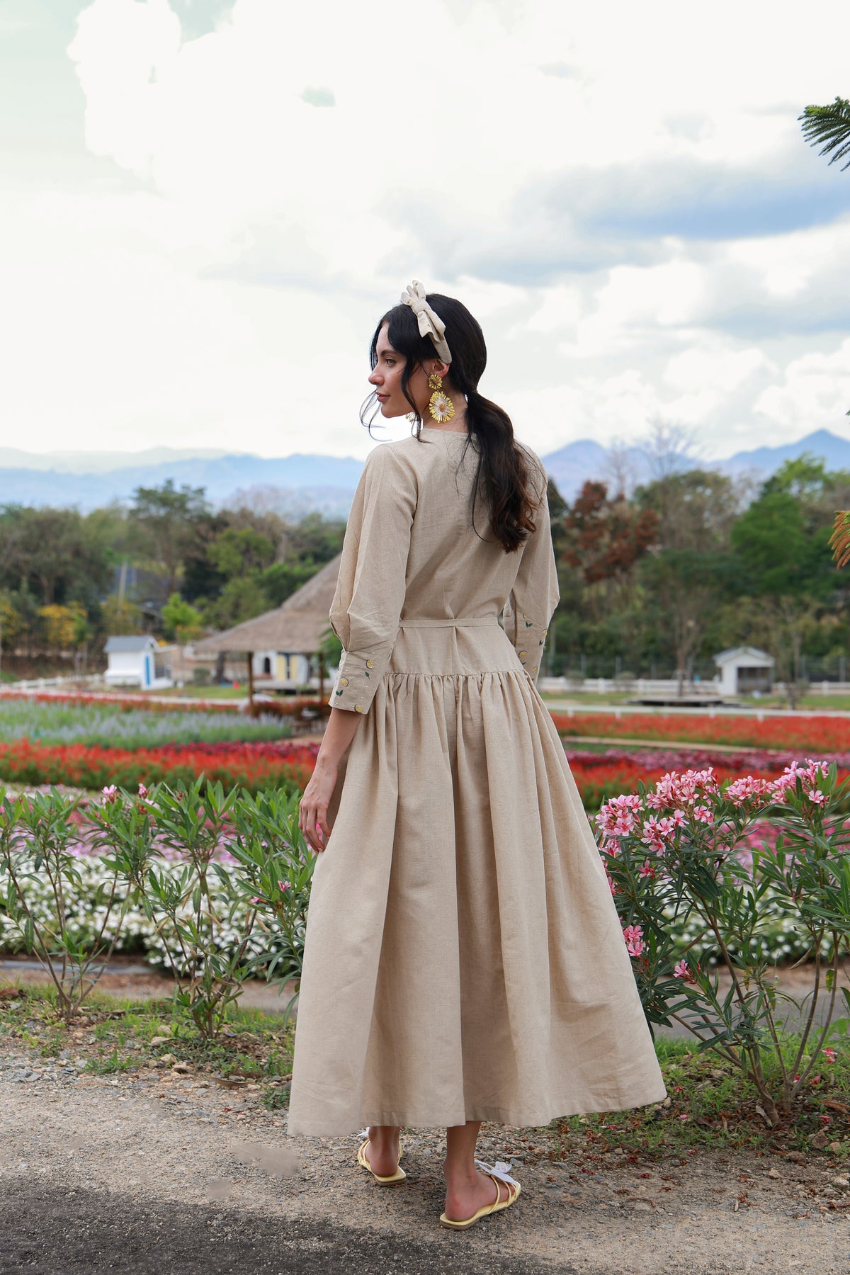 Lemon Heirloom women’s Irish linen dress with lemon print by Timeless by Waliya Noor.