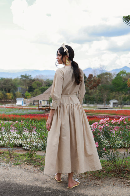 Lemon Heirloom women’s Irish linen dress with lemon print by Timeless by Waliya Noor.