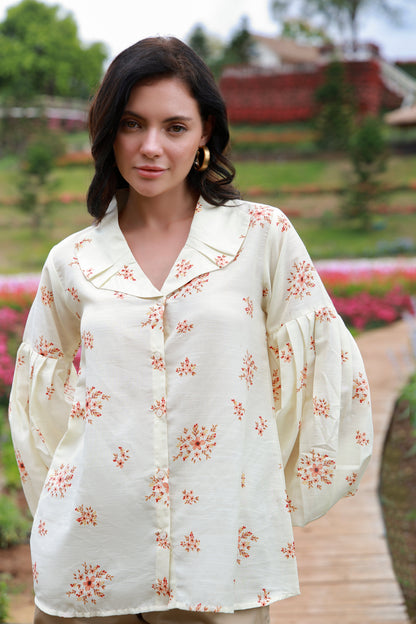 Buttercup Breeze yellow cotton shirt - Timeless by Waliya Noor