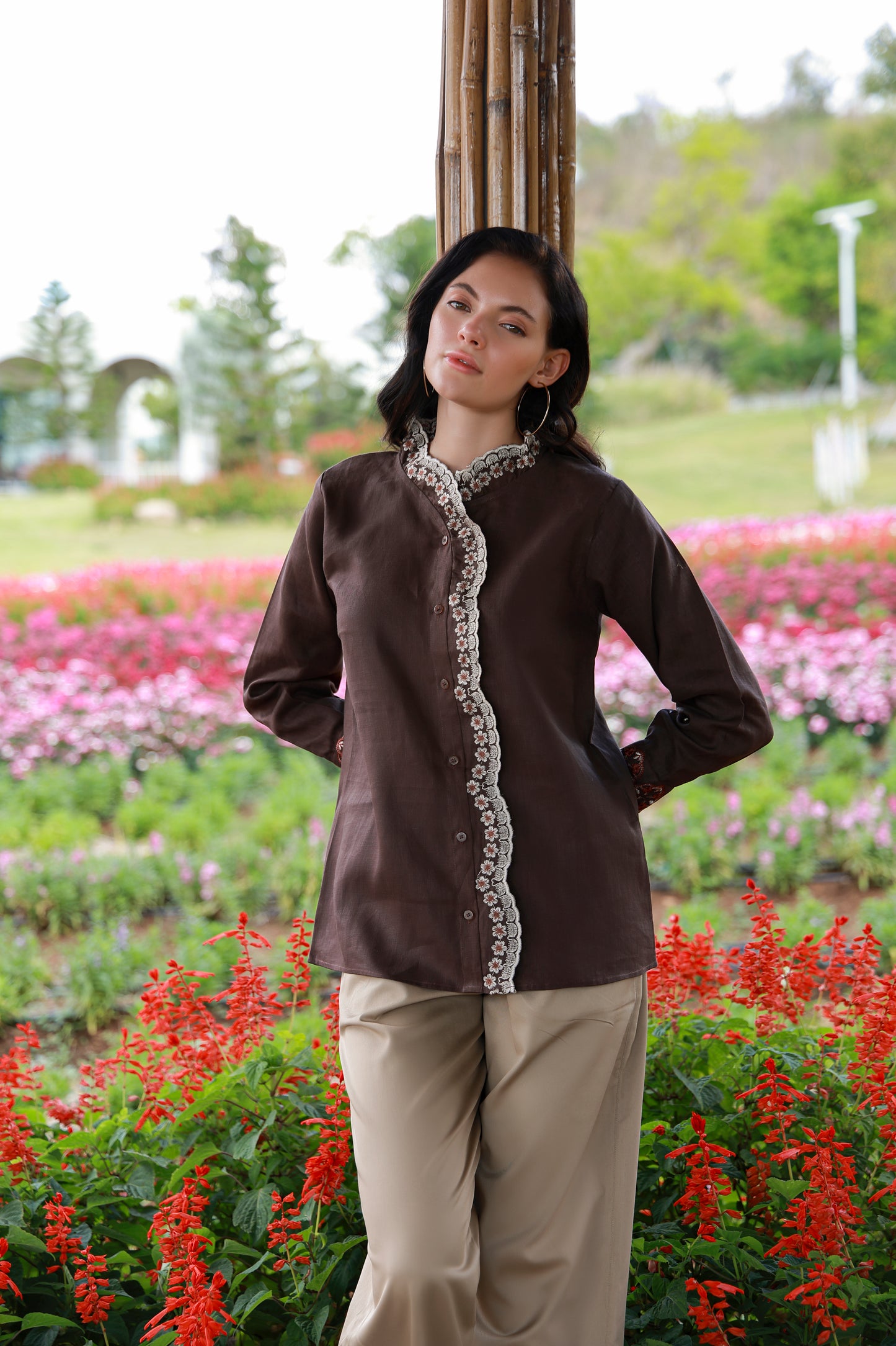 Cocoa Bloom Embroidered Shirt