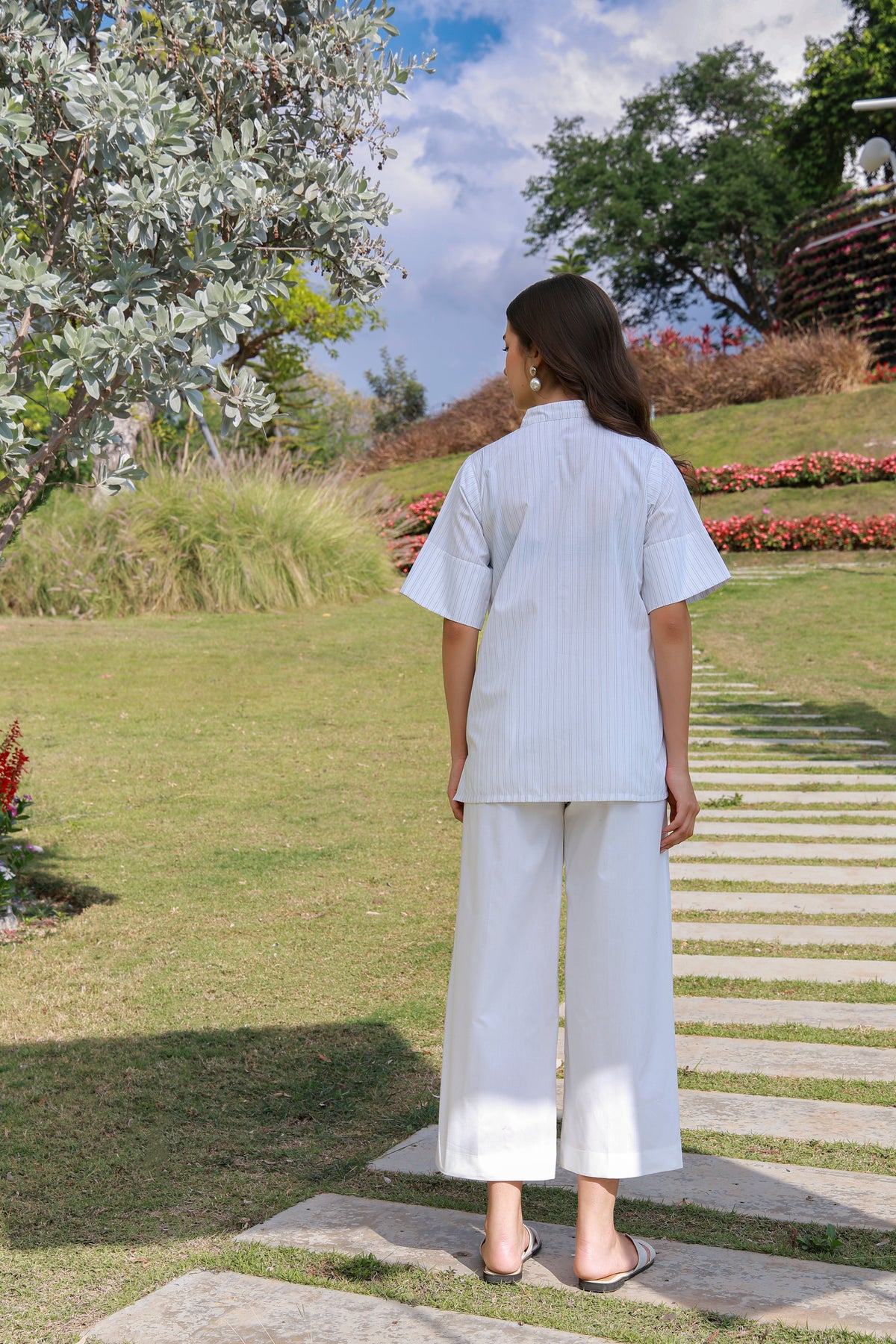 Classic Lines black and white striped cotton shirt - Timeless by Waliya Noor