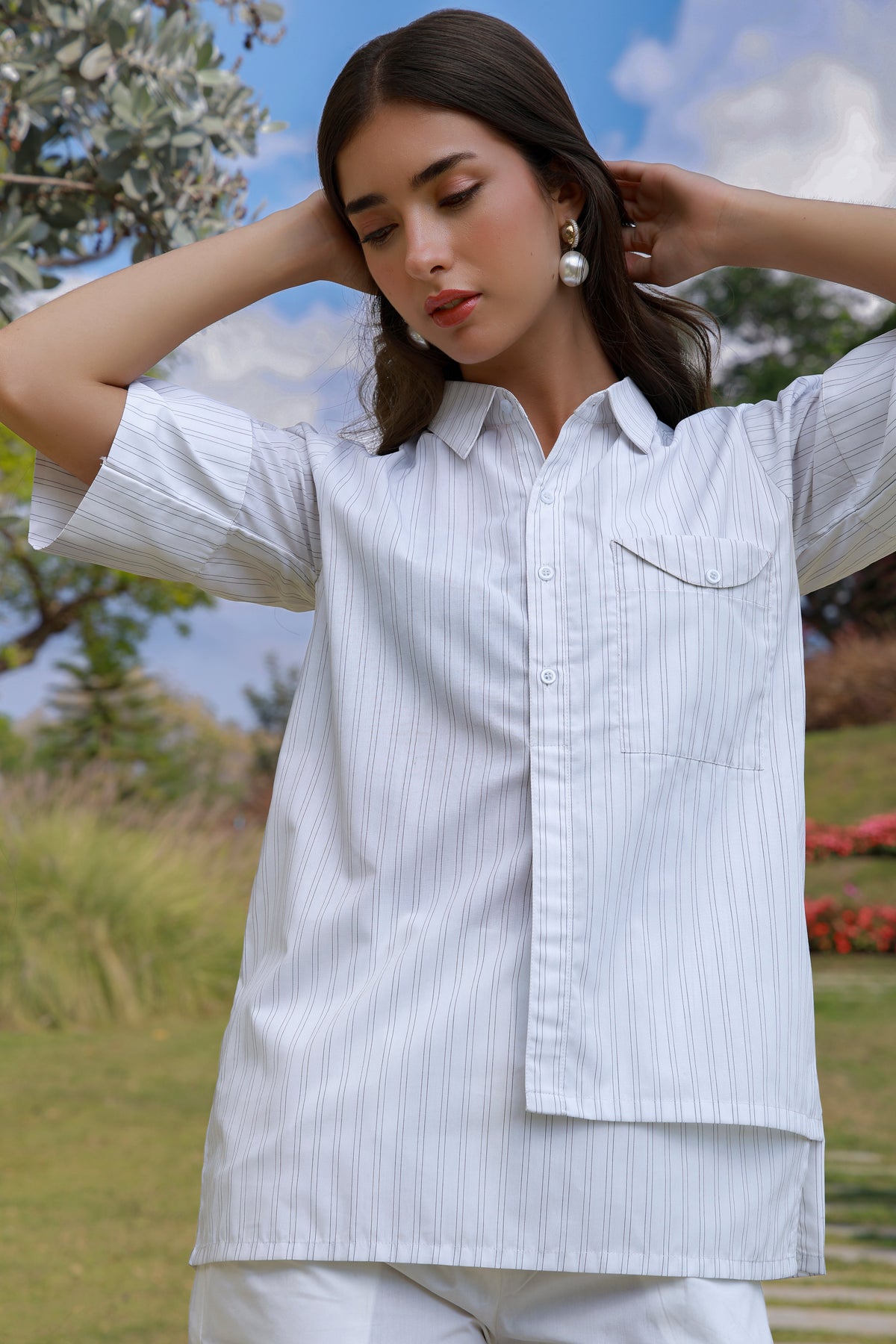 Classic Lines black and white striped cotton shirt - Timeless by Waliya Noor