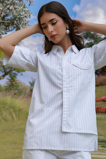 Classic Lines black and white striped cotton shirt - Timeless by Waliya Noor