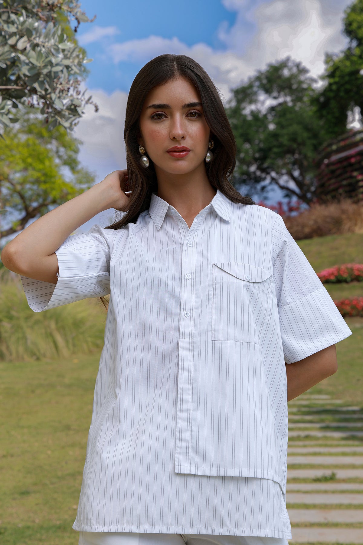 Classic Lines black and white striped cotton shirt - Timeless by Waliya Noor