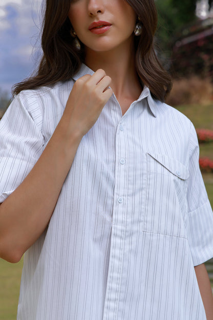 Classic Lines black and white striped cotton shirt - Timeless by Waliya Noor