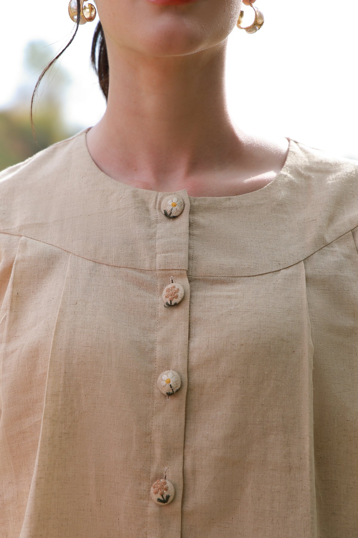 The Honeybee brown embroidered women’s shirt with honeybee detailing by Timeless by Waliya Noor