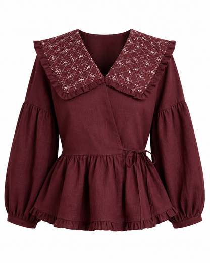 Claret Muse - Embroidered Irish Linen Shirt