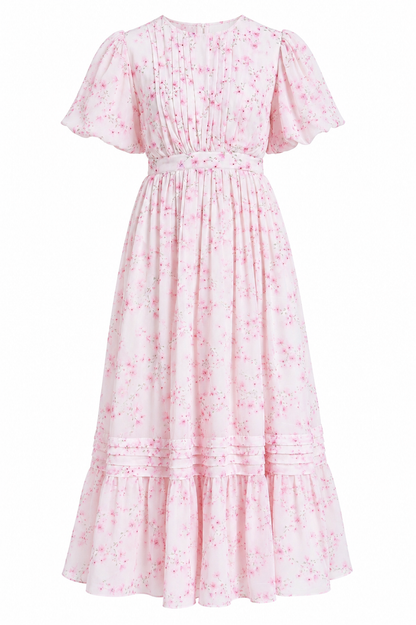Fleur Rosé pink floral chiffon dress styled photo - Timeless by Waliya Noor