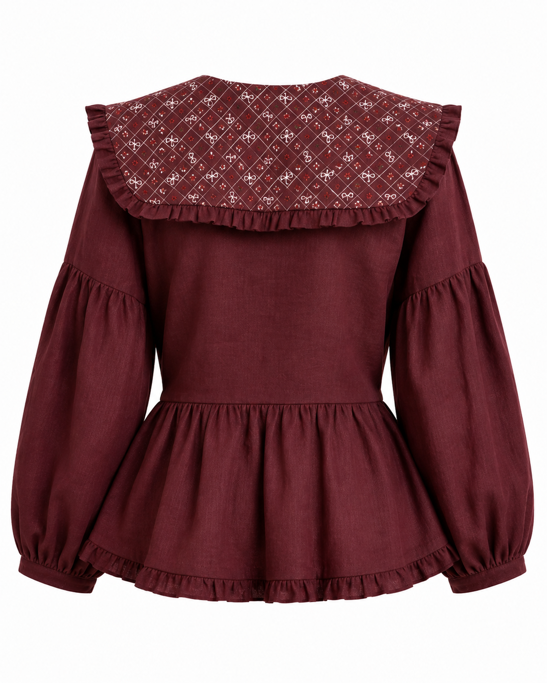 Claret Muse maroon embroidered Irish linen shirt