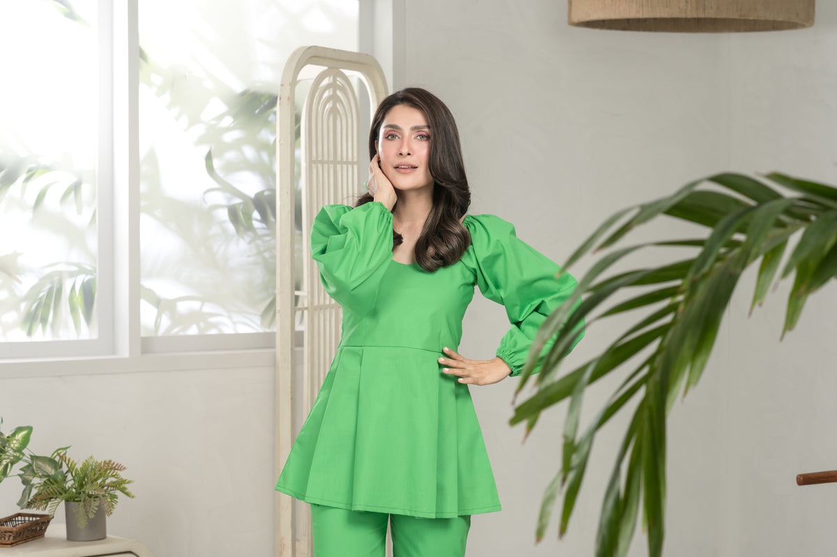 Lush Luxe green cotton co-ord set - Timeless by Waliya Noor