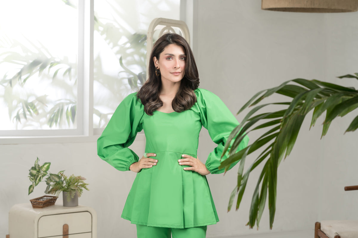 Lush Luxe green cotton co-ord set - Timeless by Waliya Noor