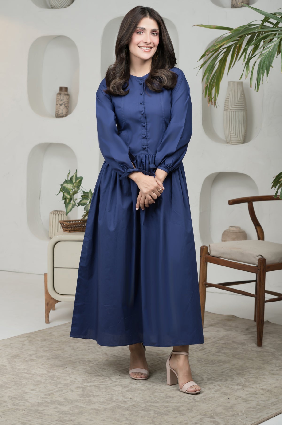 Lilliana blue cotton dress - Timeless by Waliya Noor