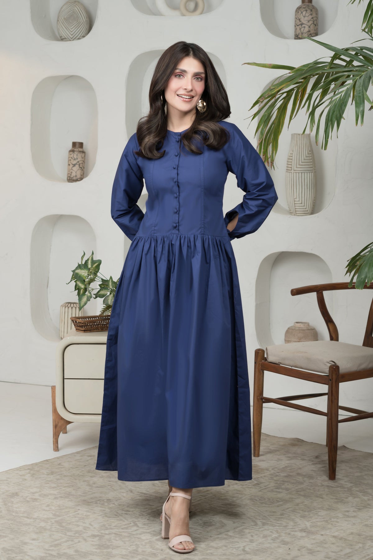 Lilliana blue cotton dress - Timeless by Waliya Noor