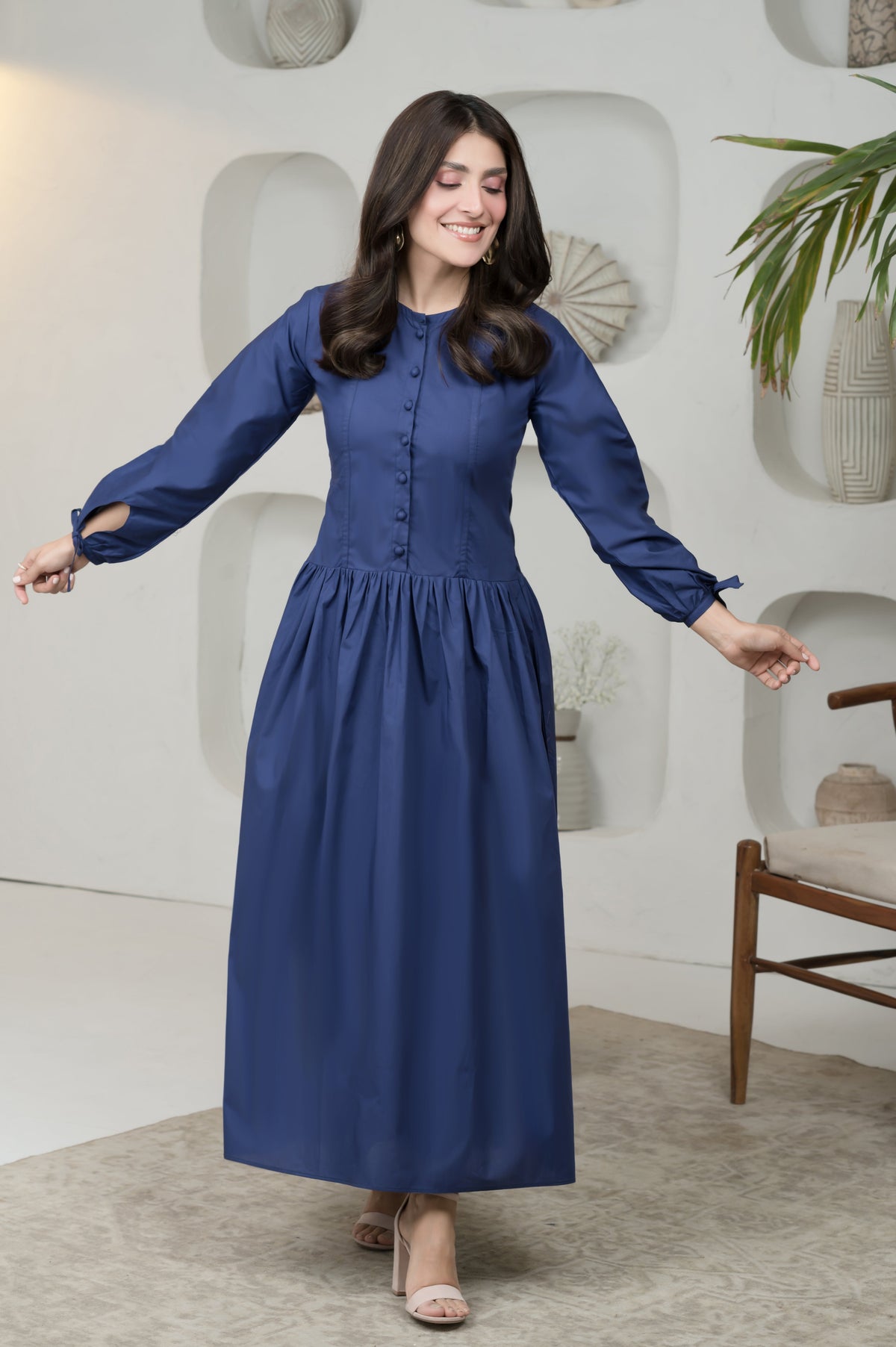 Lilliana blue cotton dress - Timeless by Waliya Noor