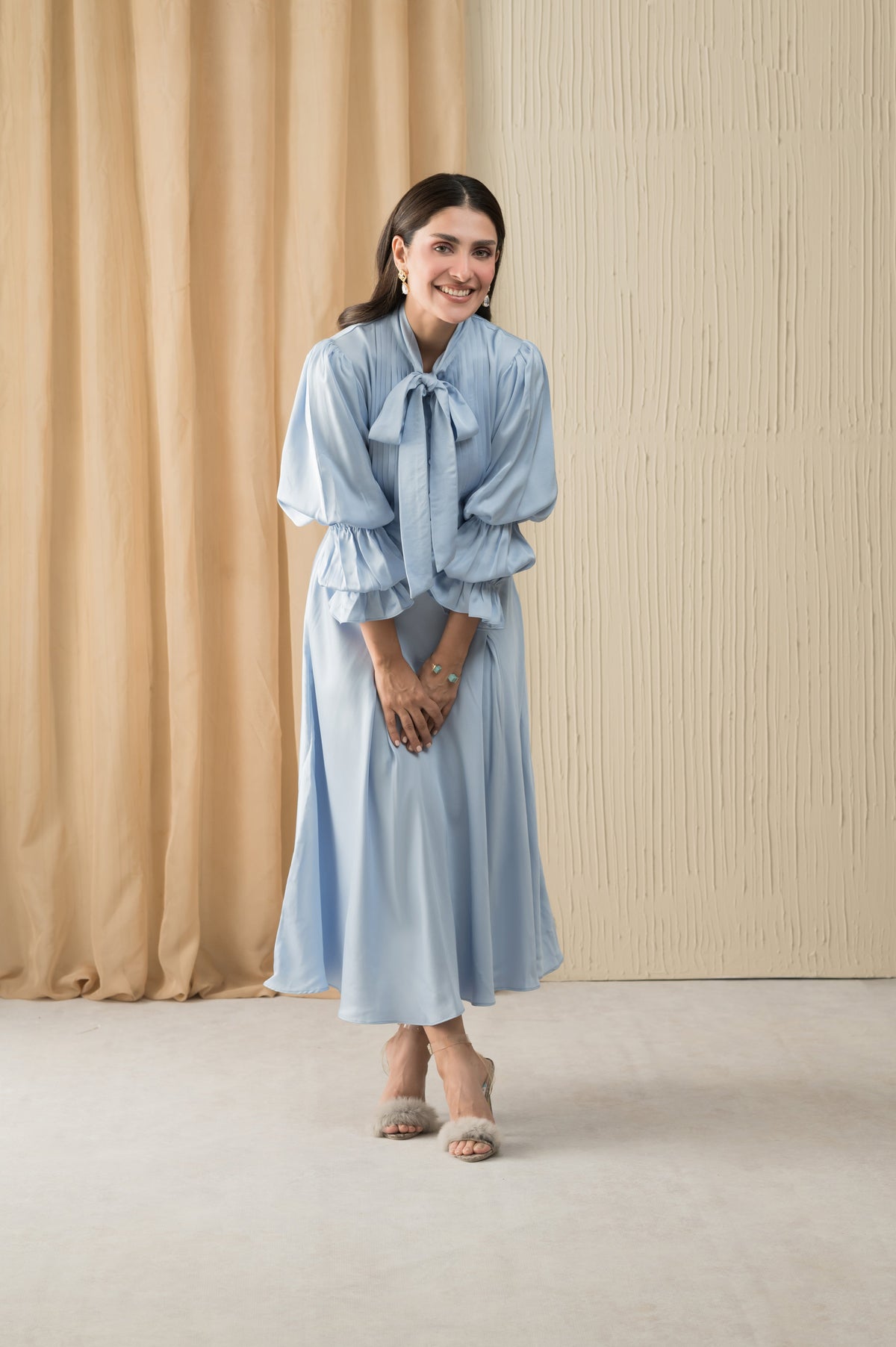 Katherine blue silk dress - Timeless by Waliya Noor