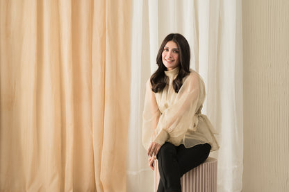 Sand Whisper beige organza shirt - Timeless by Waliya Noor