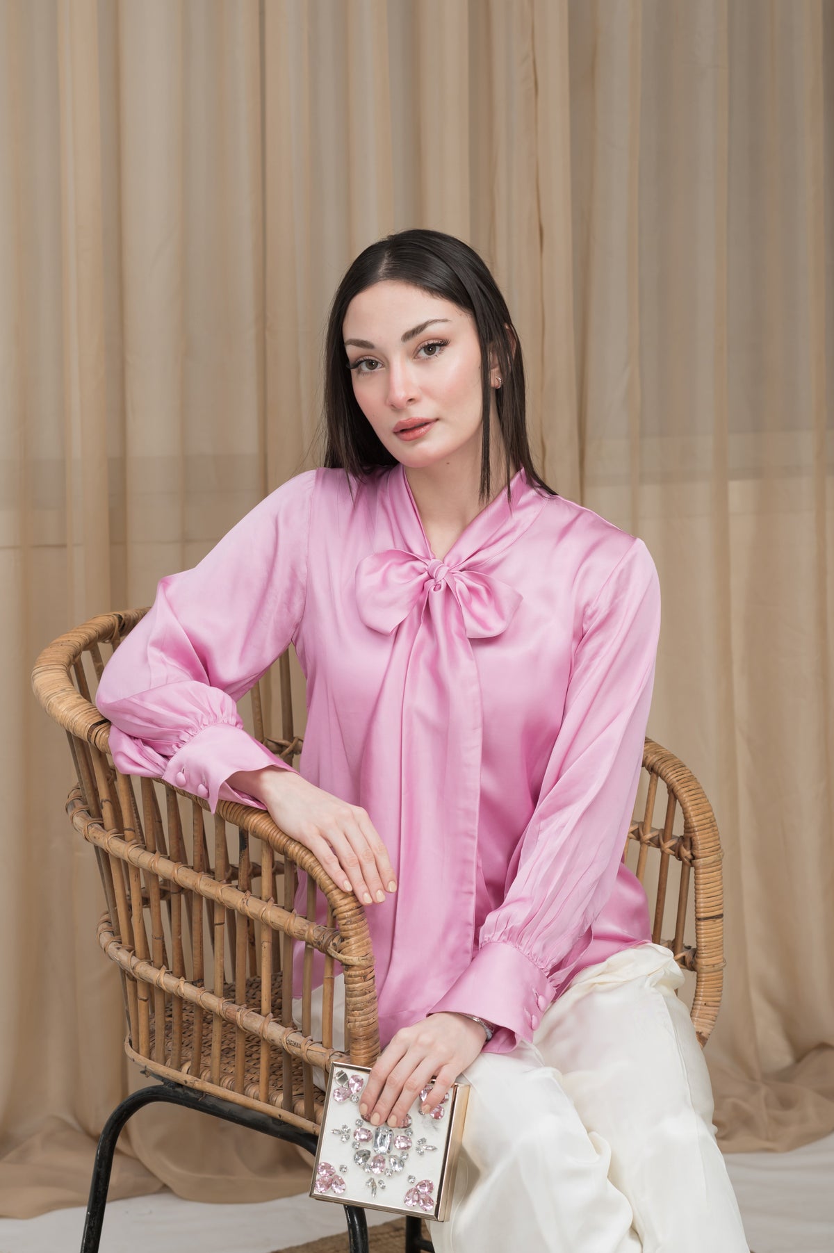 Luna Silk pink silk shirt - Timeless by Waliya Noor
