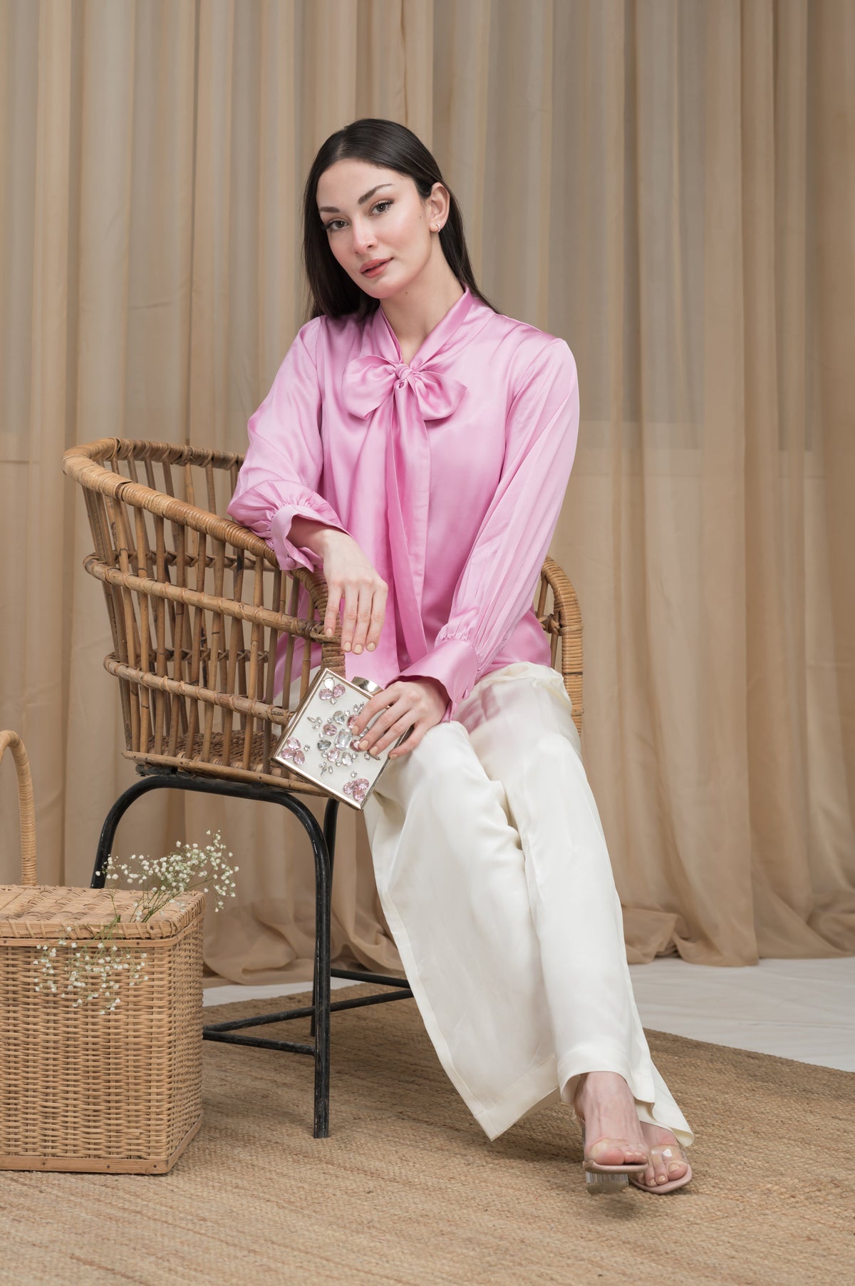 Luna Silk pink silk shirt - Timeless by Waliya Noor