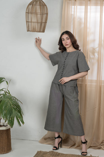 Graphite Glam grey cotton co-ord set - Timeless by Waliya Noor