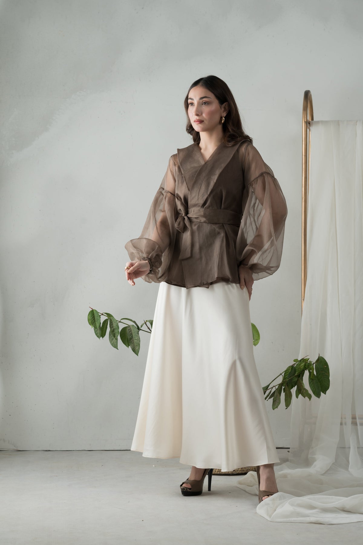 Frosted Silk ivory silk skirt - Timeless by Waliya Noor