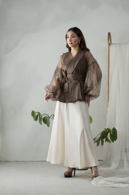 Frosted Silk ivory silk skirt - Timeless by Waliya Noor