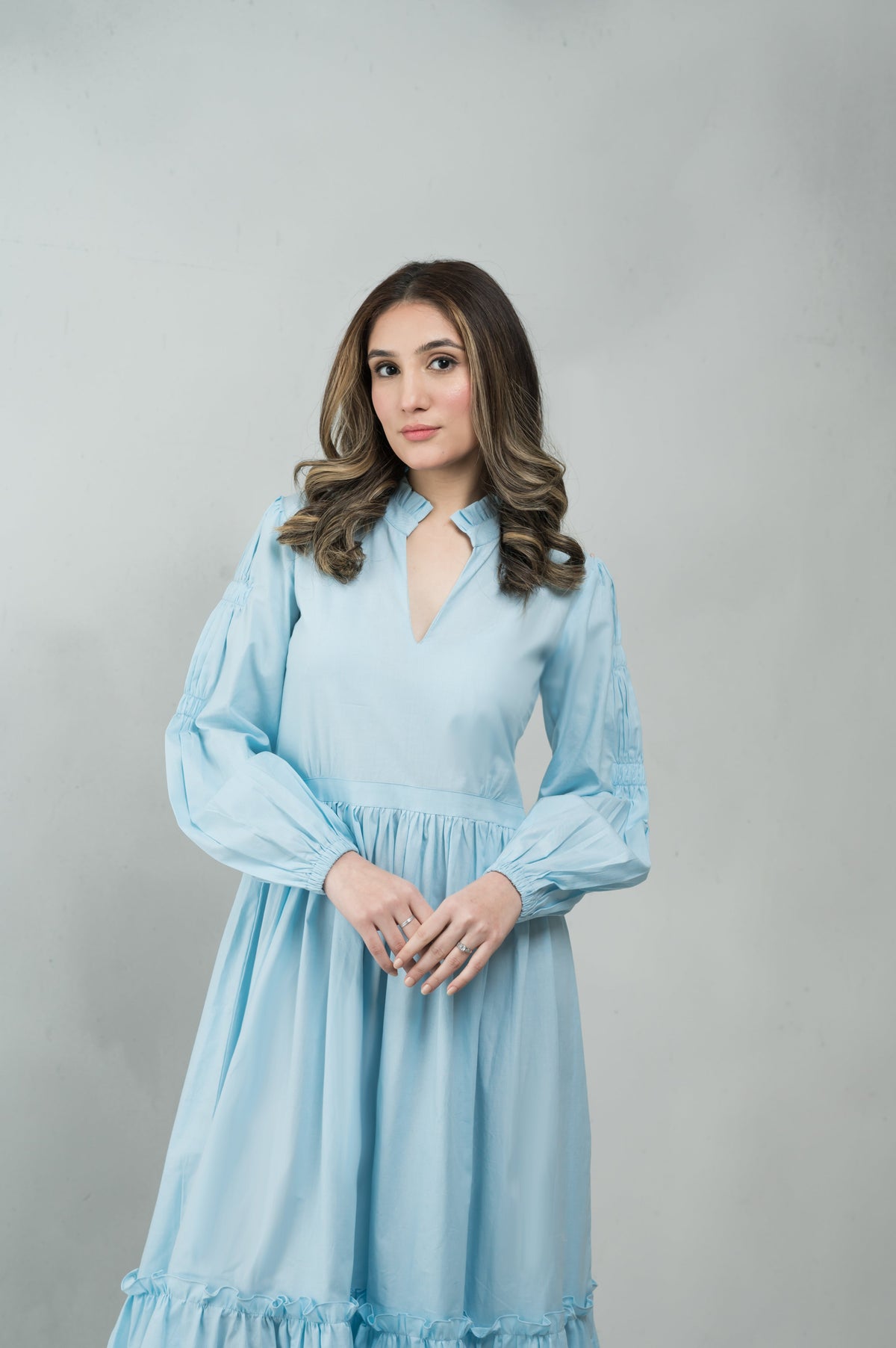 Sky Is Blue blue cotton dress - Timeless by Waliya Noor