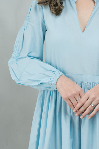 Sky Is Blue blue cotton dress - Timeless by Waliya Noor