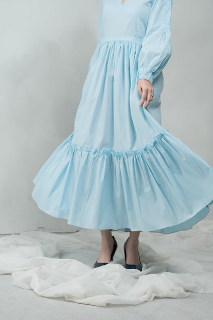 Sky Is Blue blue cotton dress - Timeless by Waliya Noor