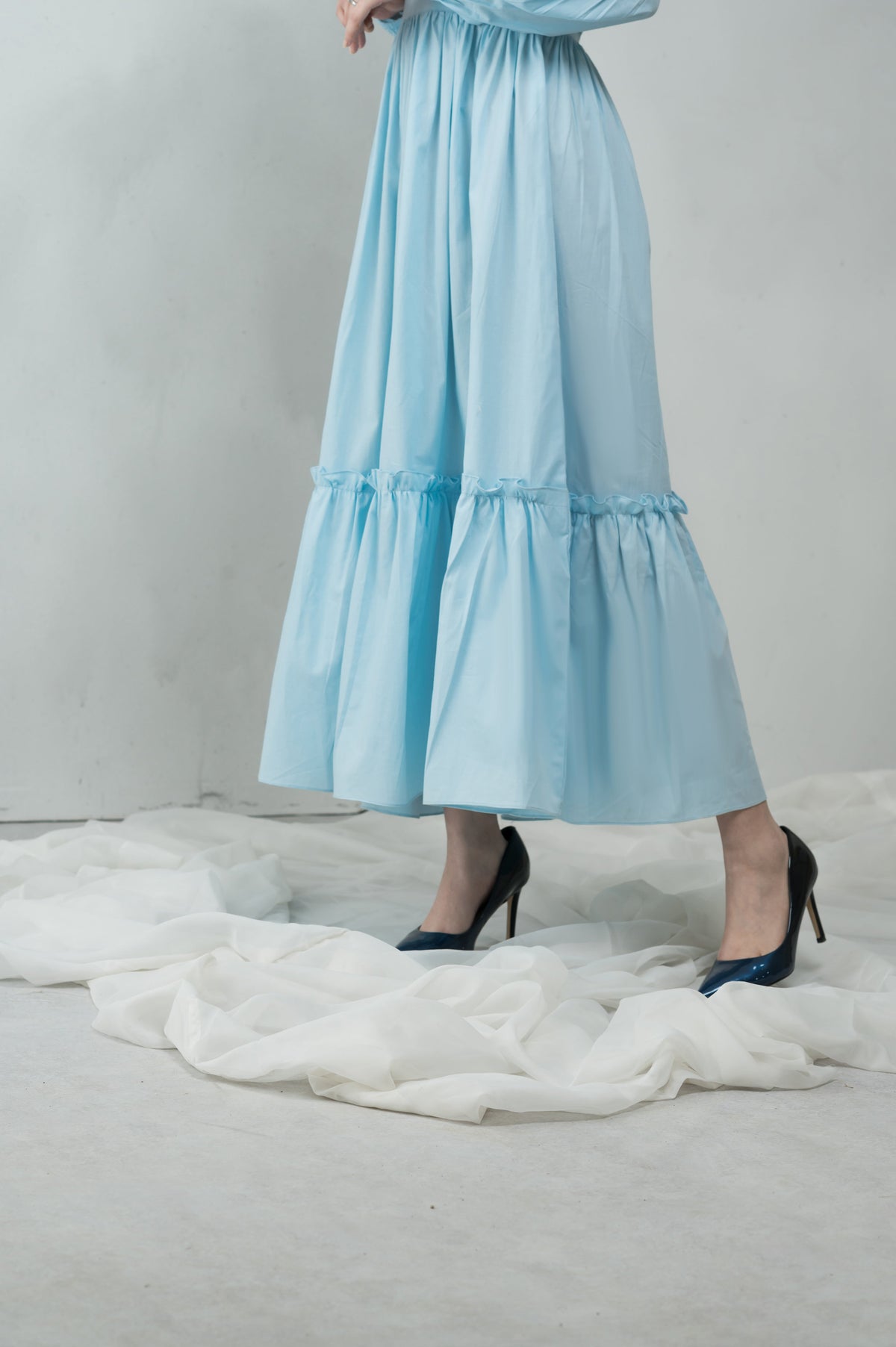 Sky Is Blue blue cotton dress - Timeless by Waliya Noor