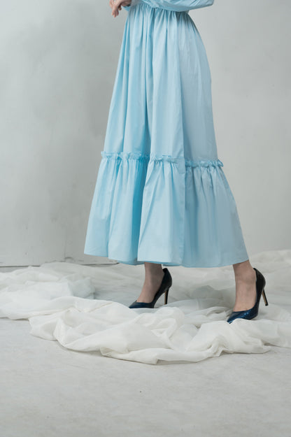 Sky Is Blue blue cotton dress - Timeless by Waliya Noor