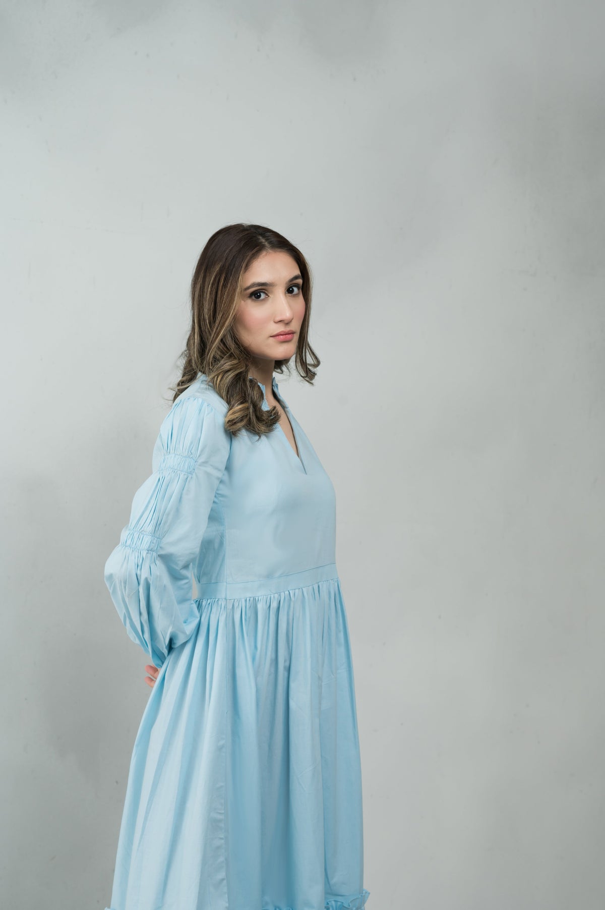 Sky Is Blue blue cotton dress - Timeless by Waliya Noor
