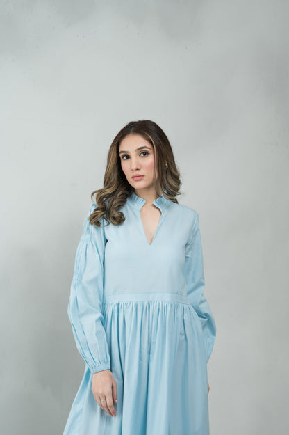 Sky Is Blue blue cotton dress - Timeless by Waliya Noor
