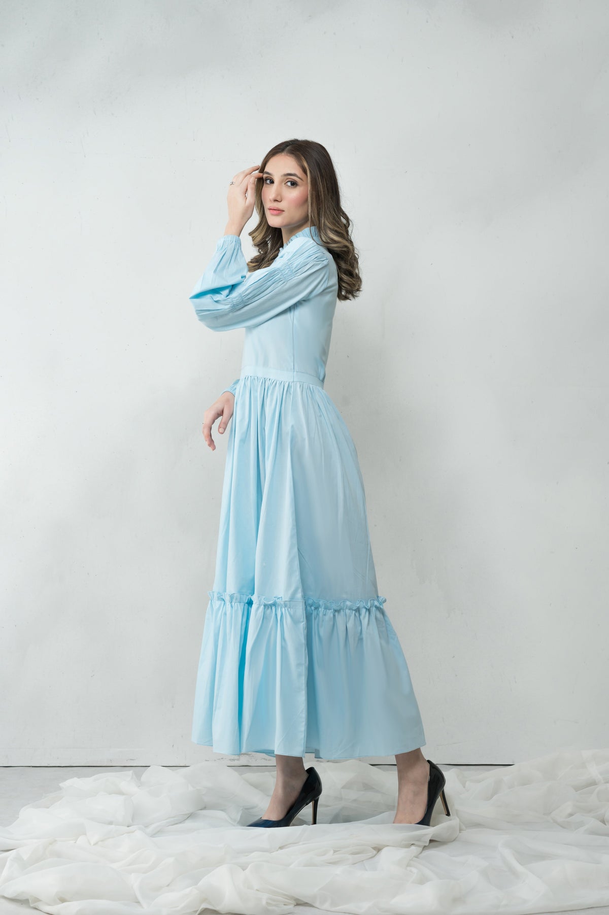 Sky Is Blue blue cotton dress - Timeless by Waliya Noor