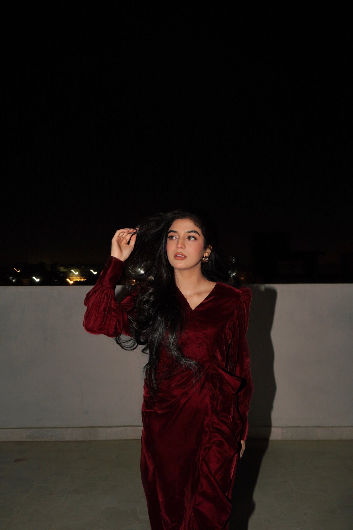 Twilight Veil deep maroon velvet dress - Timeless by Waliya Noor
