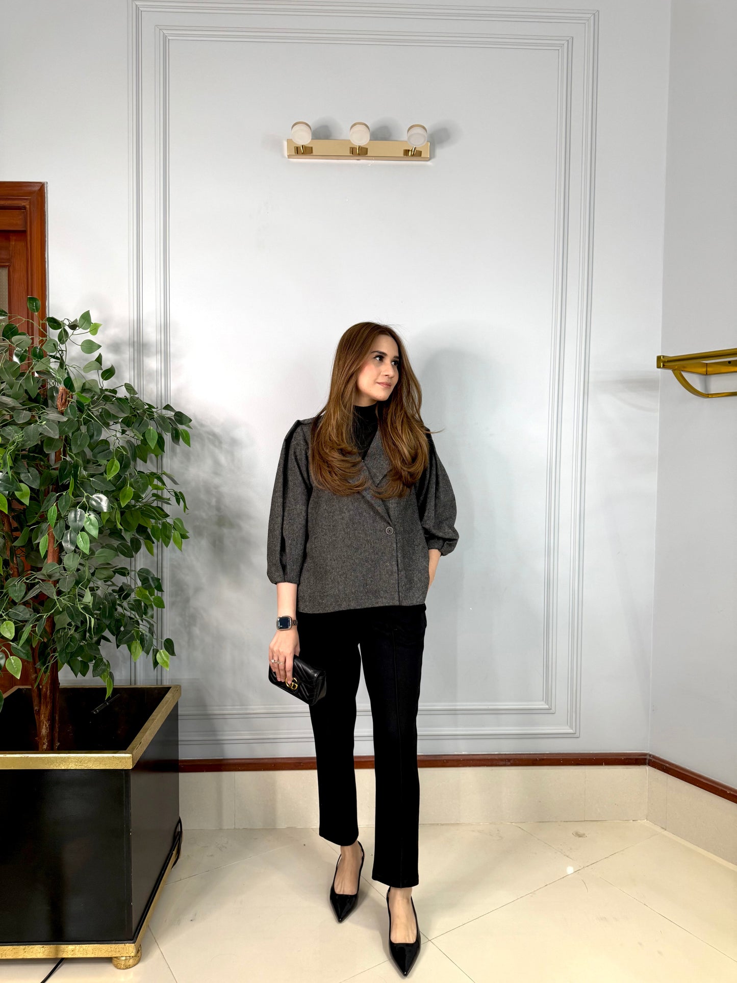 Luxe Black Edit black wool formal coat - Timeless by Waliya Noor