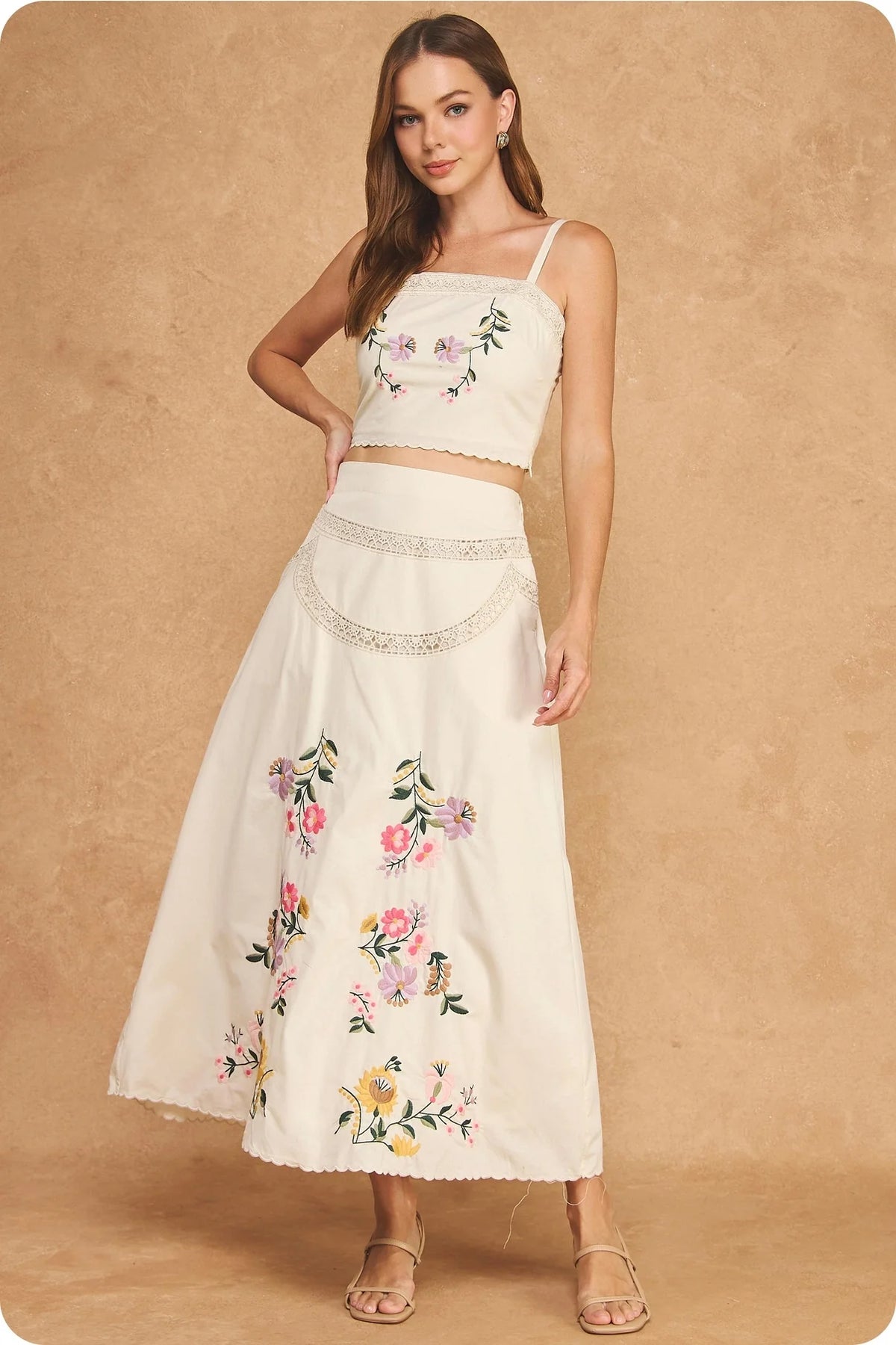 Botanical Bloom embroidered lace two-piece set - Timeless by Waliya Noor