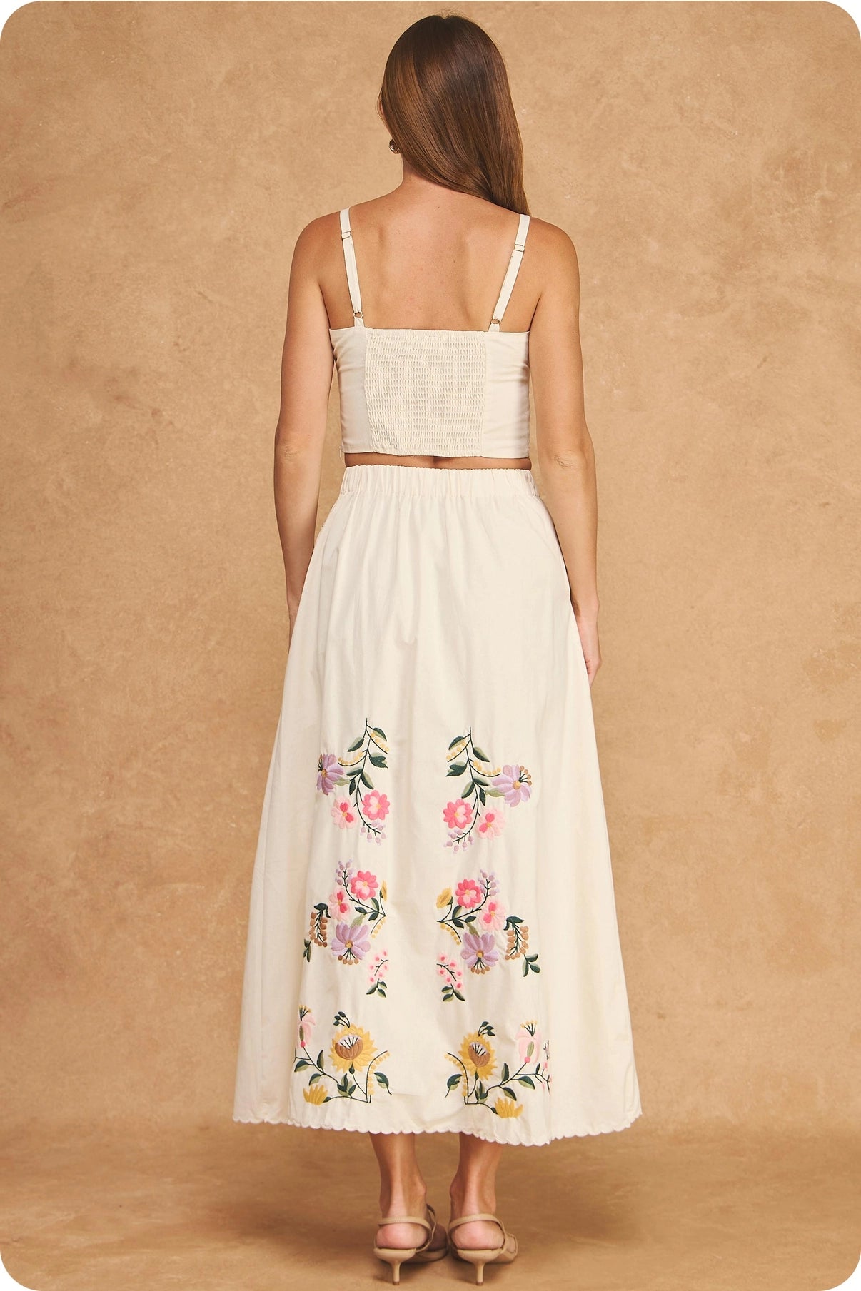 Botanical Bloom Embroidered Two-Piece Set
