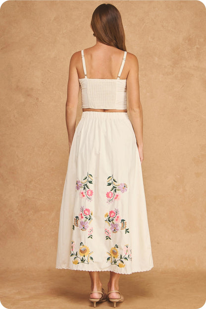 Botanical Bloom Embroidered Two-Piece Set