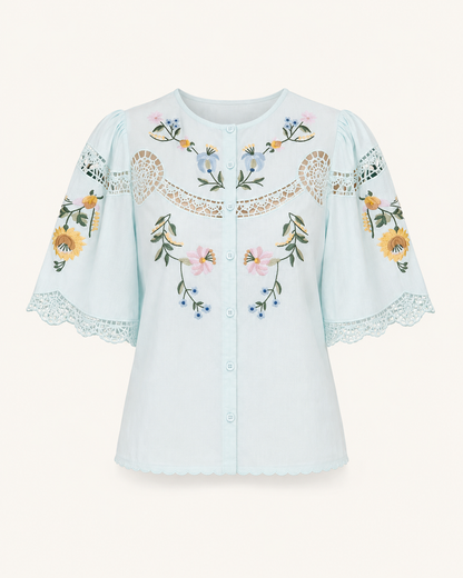 Bluebell Lace embroidered cotton shirt outfit-only product image