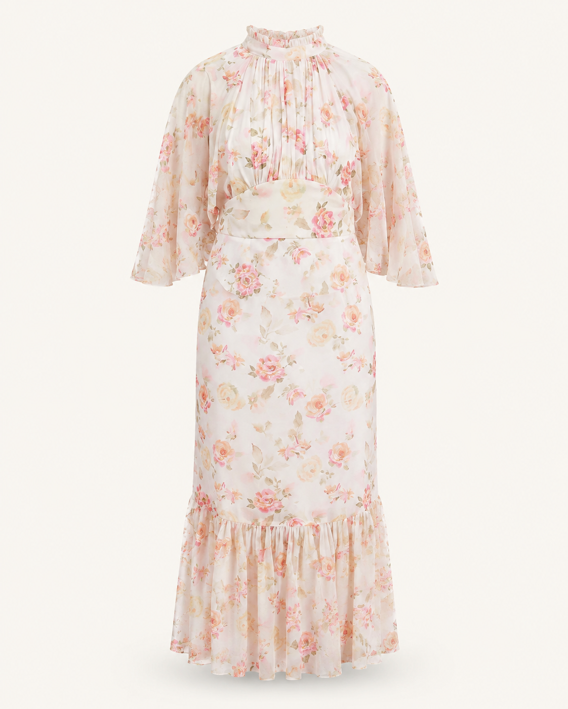 Buttercup Breeze floral chiffon dress outfit-only