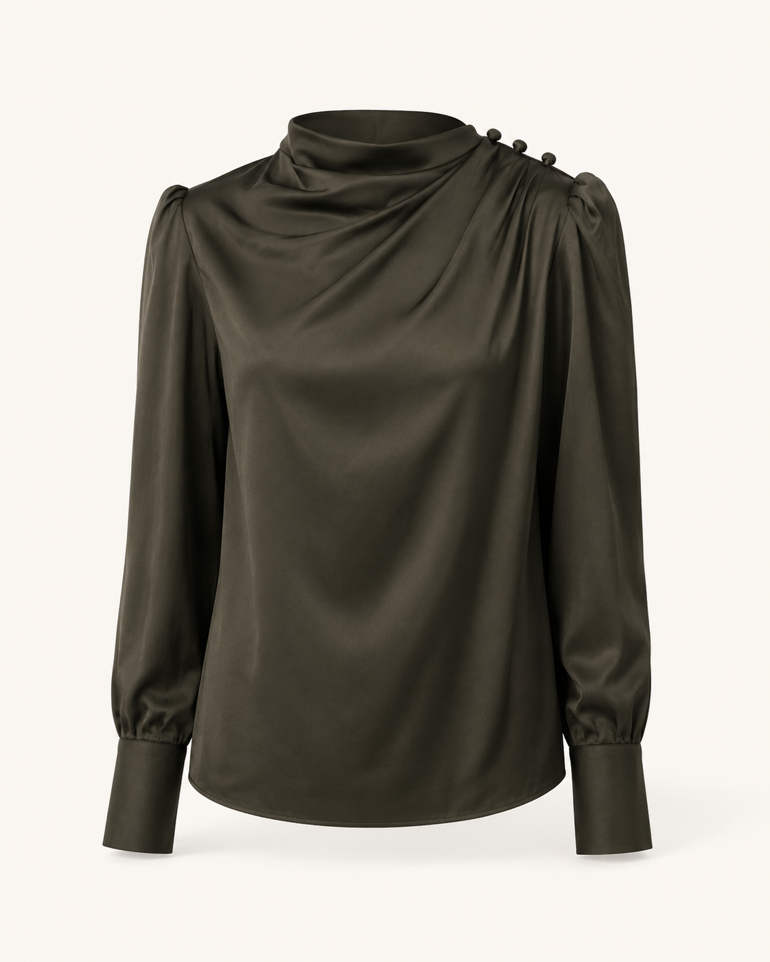Celeste dark green silk shirt outfit-only