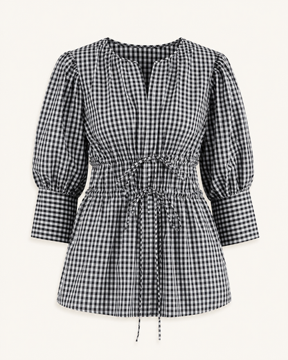 Checkmate Chic gingham cotton shirt ghost mannequin