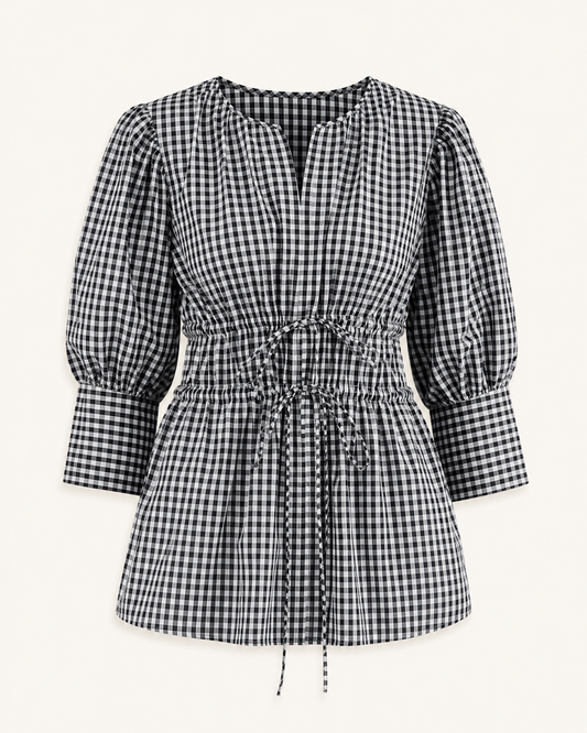 Checkmate Chic gingham cotton shirt ghost mannequin