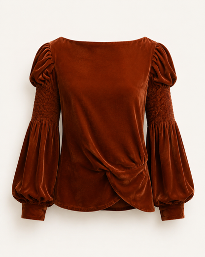 Chestnut Charm brown velvet shirt ghost mannequin