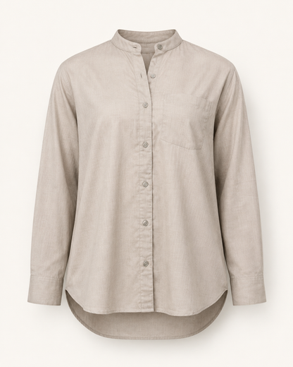 Earthy Essence neutral cotton shirt ghost mannequin