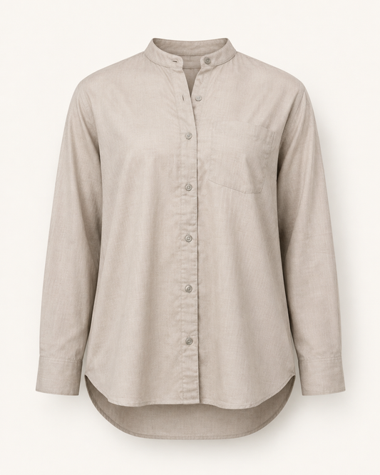 Earthy Essence neutral cotton shirt ghost mannequin